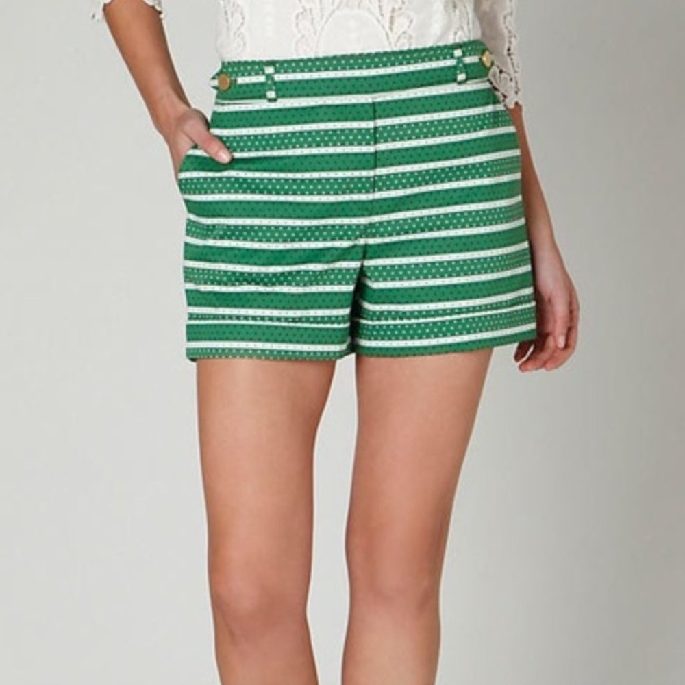 Anthropologie Green Dress Shorts